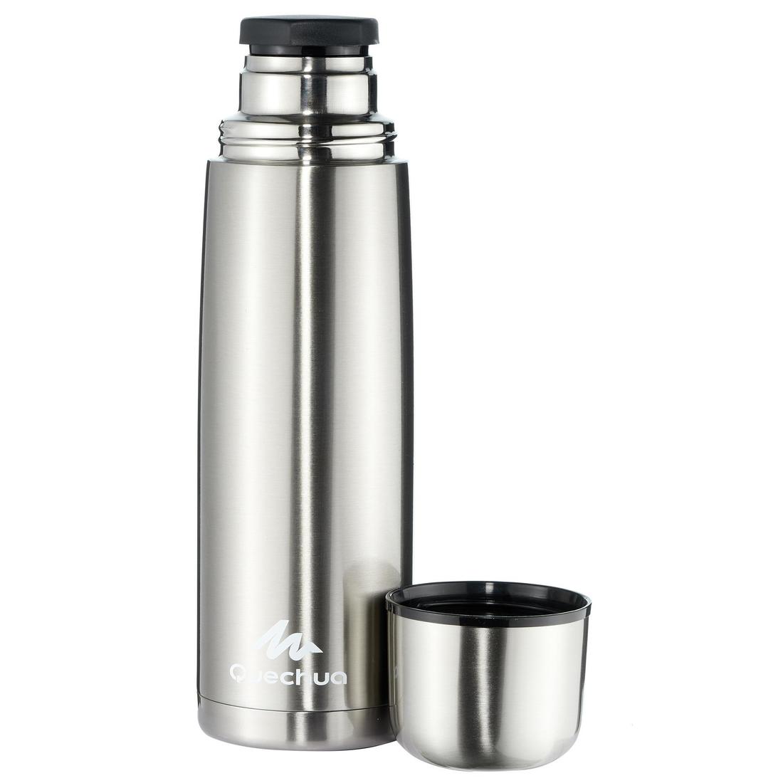 Bouteille isotherme inox 1L avec gobelet pour la randonnée - bleu