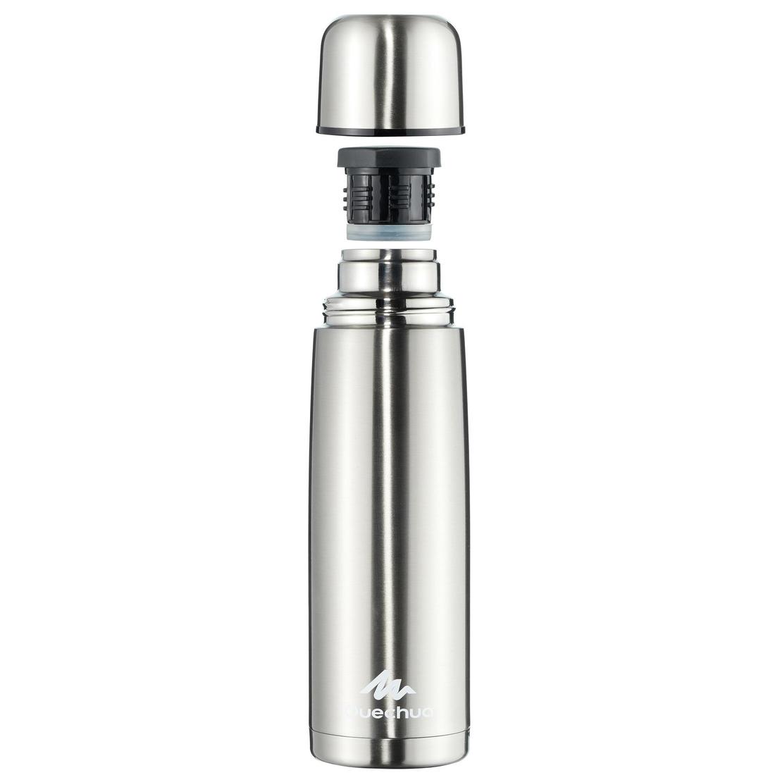 Bouteille isotherme inox 1L avec gobelet pour la randonnée - bleu