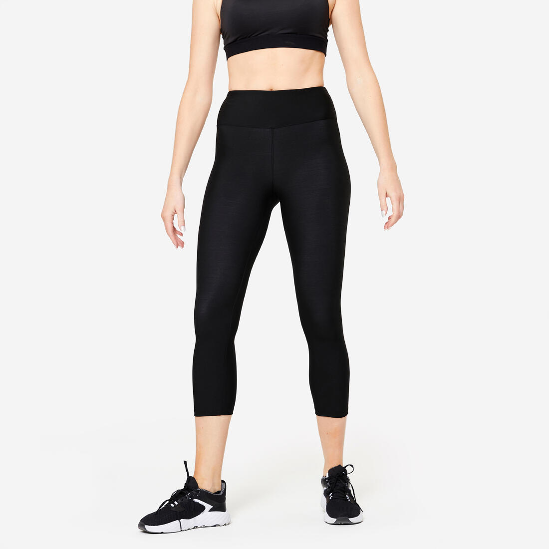 Legging de fitness court cardio femme, noir fumé