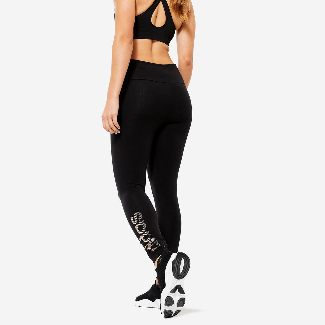 Legging de fitness en coton pour femme, noir