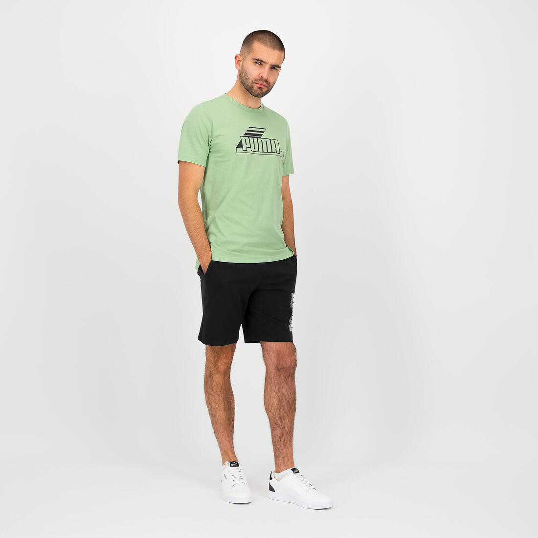 T-shirt PUMA fitness manches courtes coton homme vert