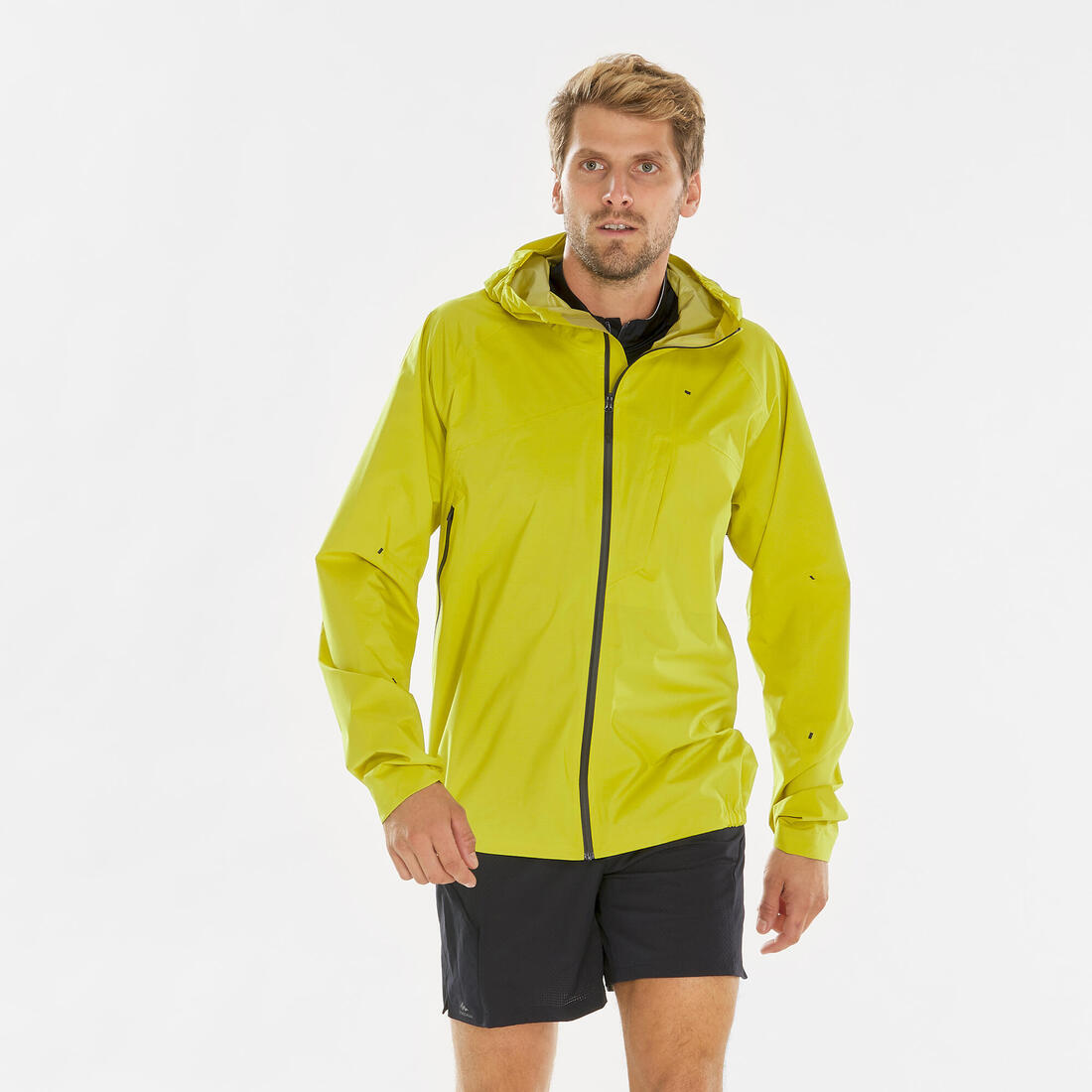 Veste imperméable ultra légère de randonnée rapide - FH 500 - homme  Jaune