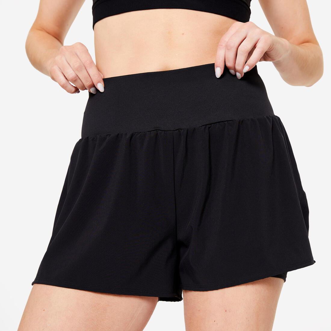 Short 2 en 1 Fitness Cardio Femme Noir