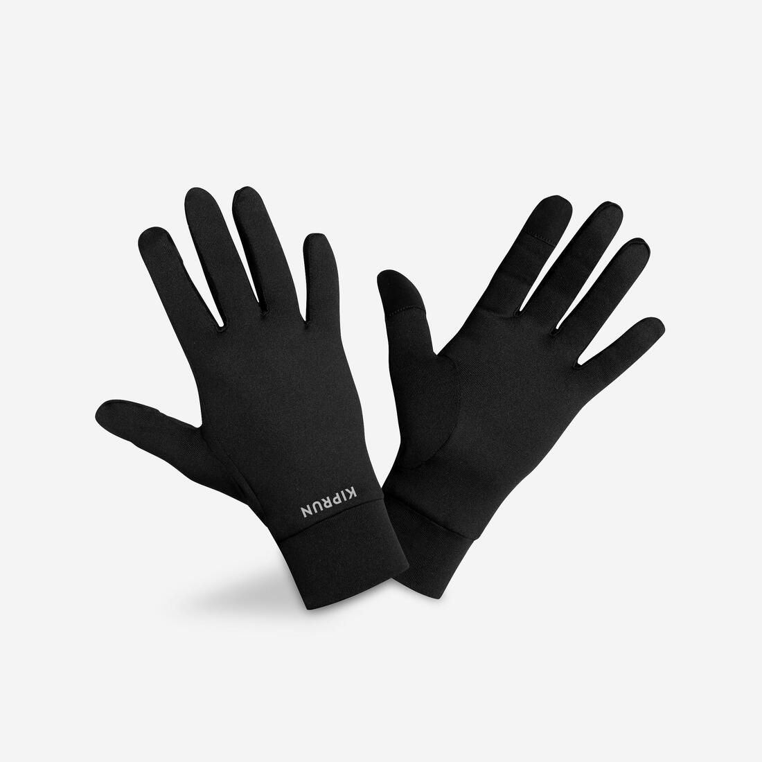 Gants de running tactiles adulte - kiprun  warm 100 v2 noir