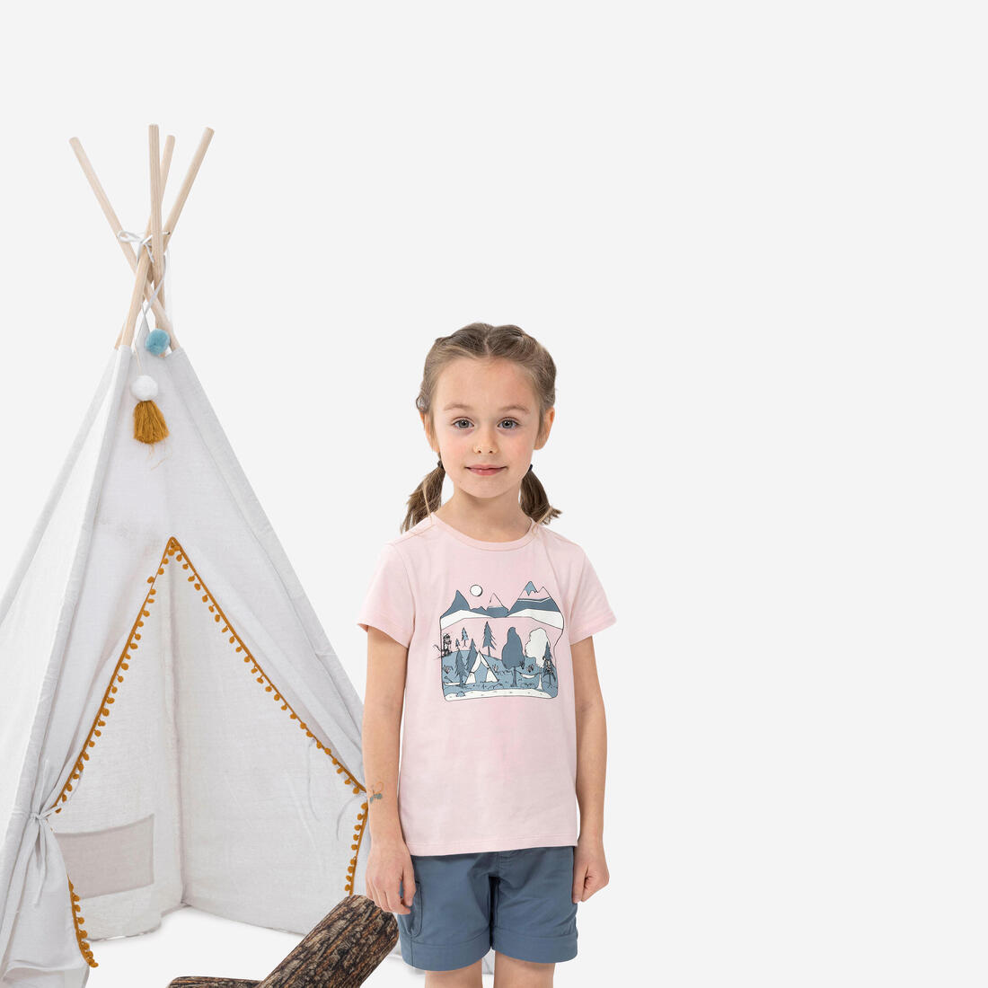 T-shirt de randonnée - MH100 KID turquoise phosphorescent enfant 2-6 ANS