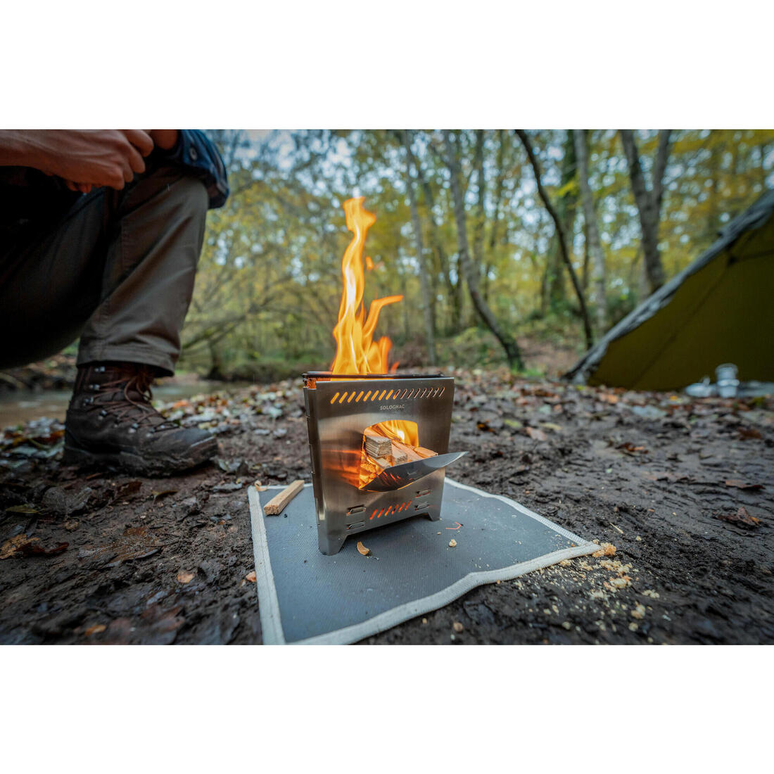 Réchaud à bois Firebox pliable bushcraft bivouac acier inoxydable