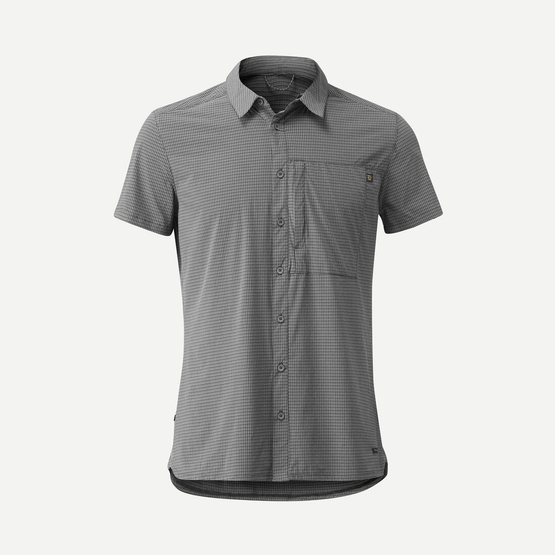 CHEMISE DE TREKKING VOYAGE TRAVEL 500 STRETCH MANCHES COURTES GRIS HOMME