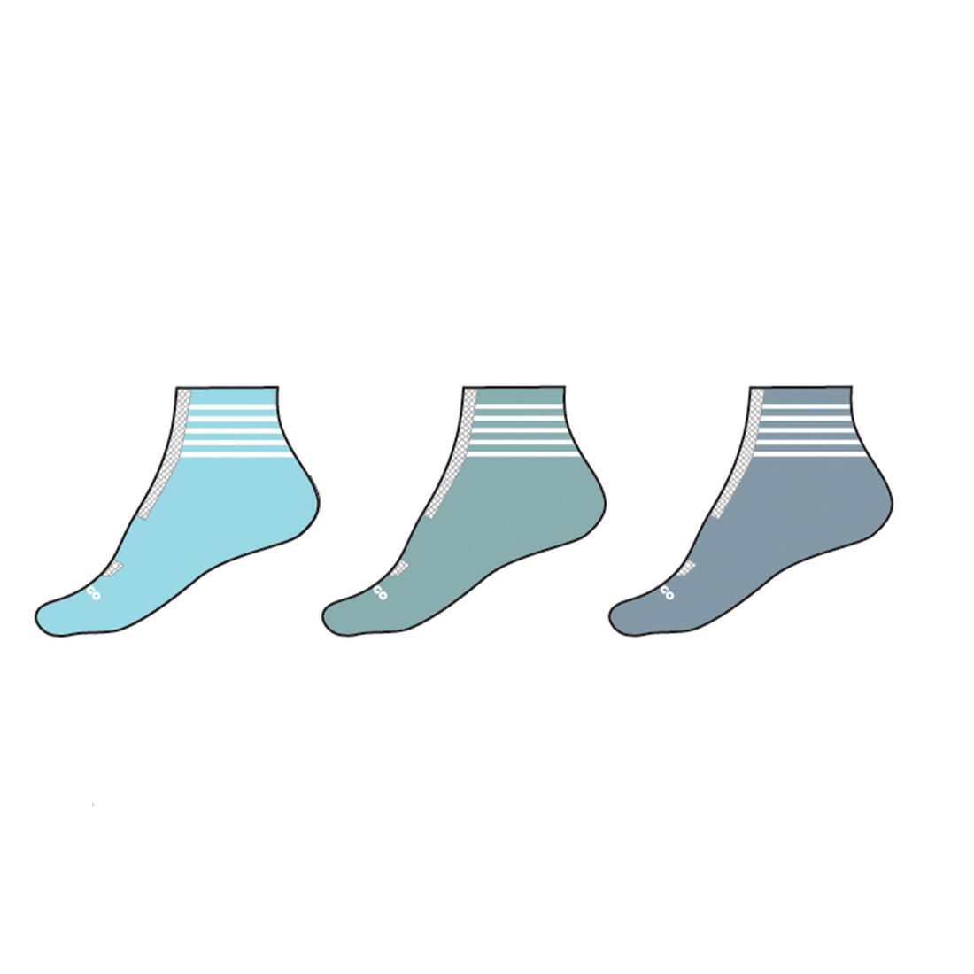 CHAUSSETTES DE SPORT ENFANT MI-HAUTES ARTENGO RS 500 LOT DE 3