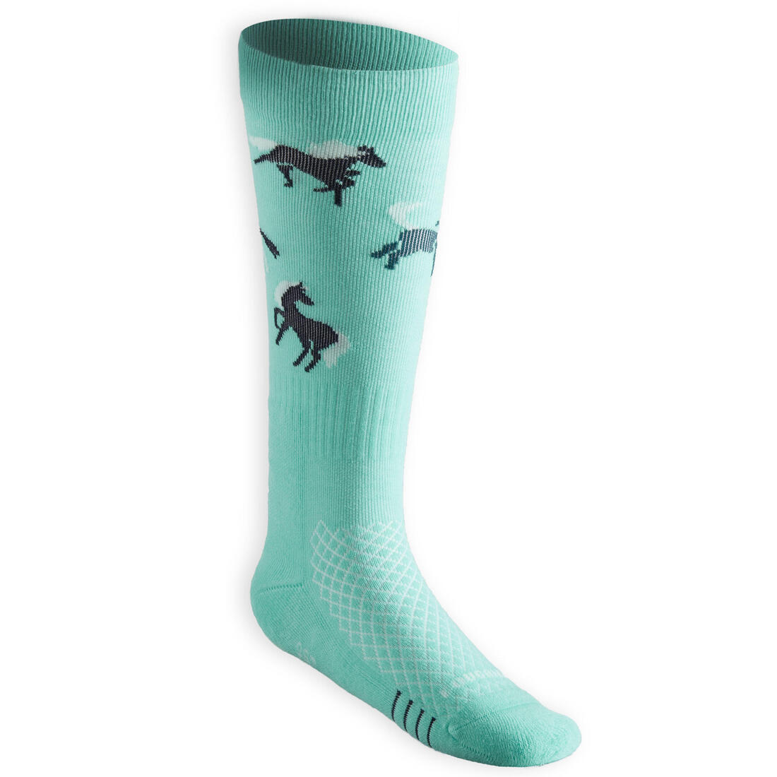 Chaussettes d'équitation enfant sks 500 motifs poneys marine et rose. lot de 2