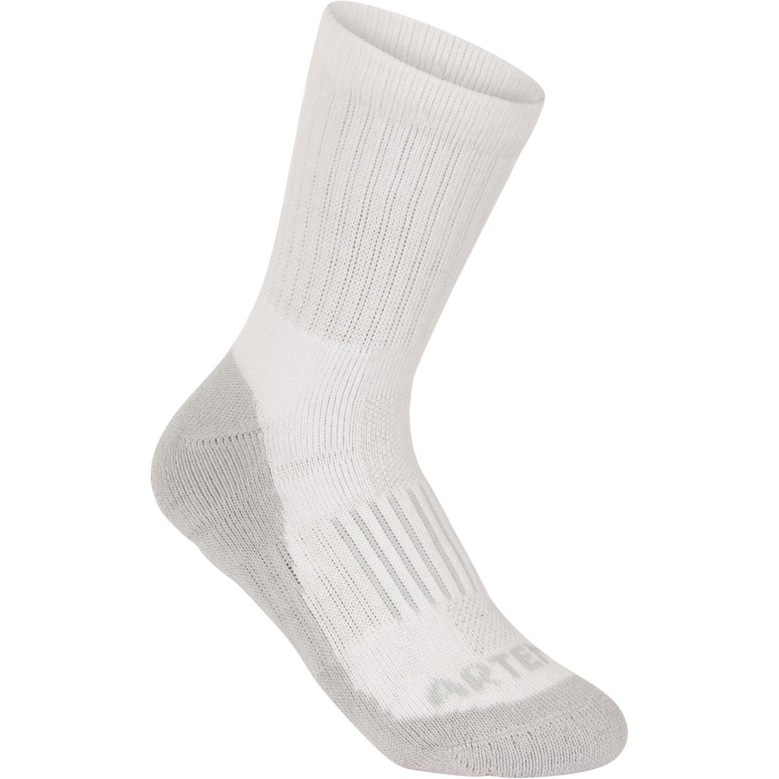 CHAUSSETTES DE SPORT ENFANT HAUTES ARTENGO RS 500 NOIR BLANC GRIS LOT DE 3