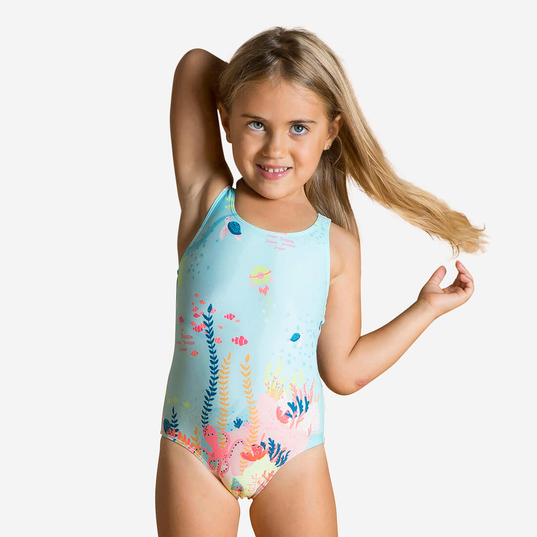 Maillot de bain 1 pièce bébé fille rose imprimé fleurs