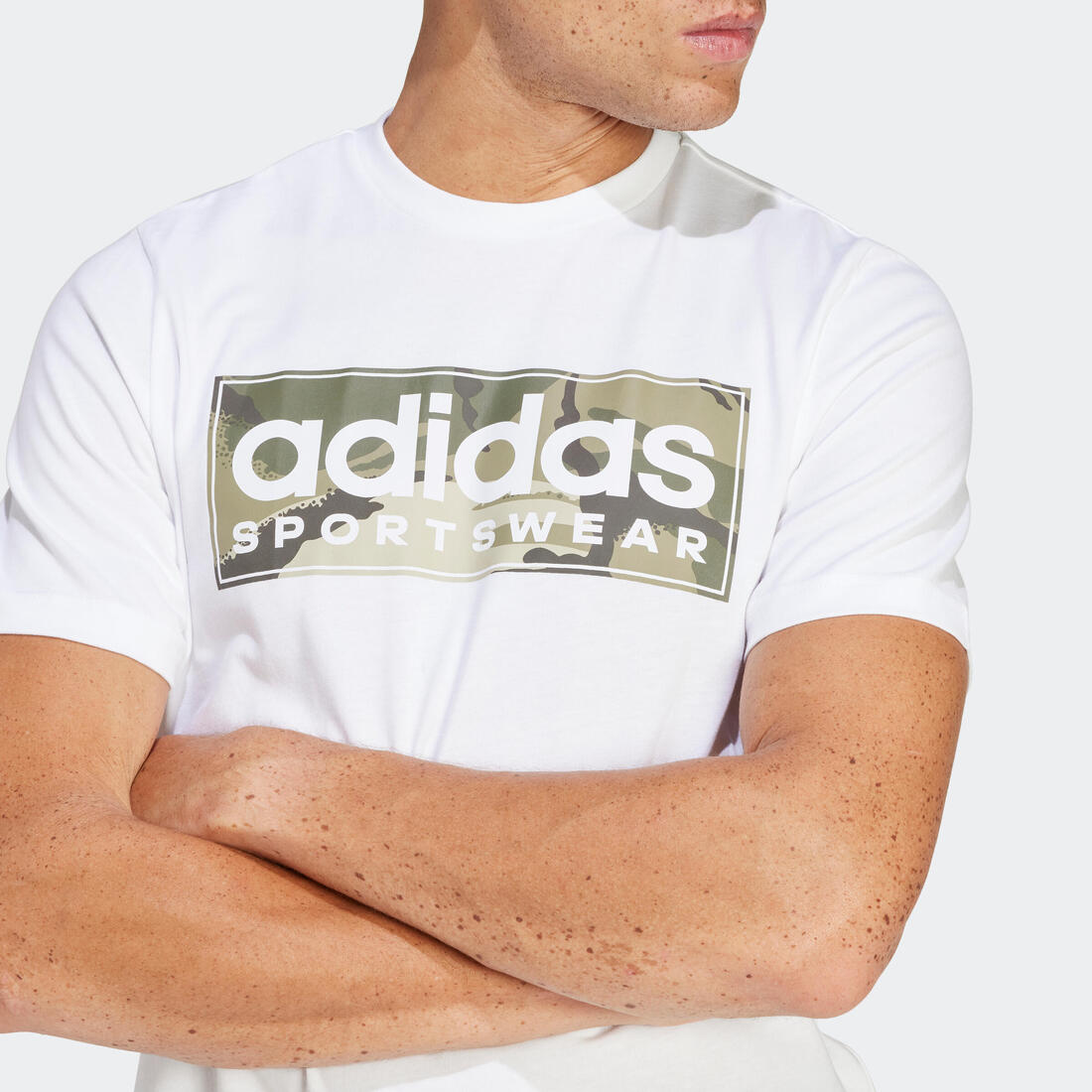 T-SHIRT CAMO DE FITNESS SOFT TRAINING ADIDAS HOMME BLANC