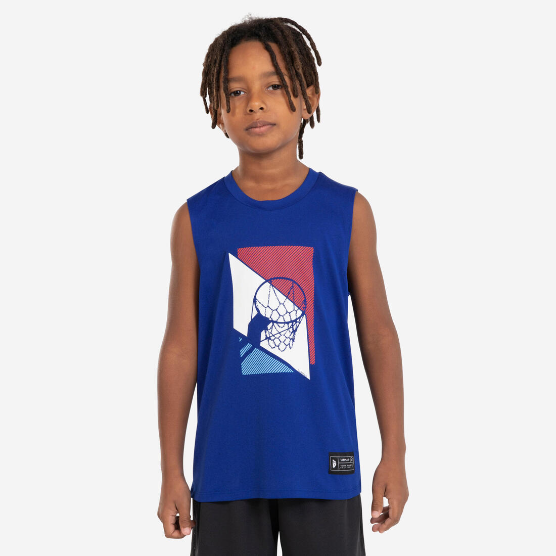 MAILLOT BASKETBALL SANS MANCHE ENFANT - TS500 FAST BLEU