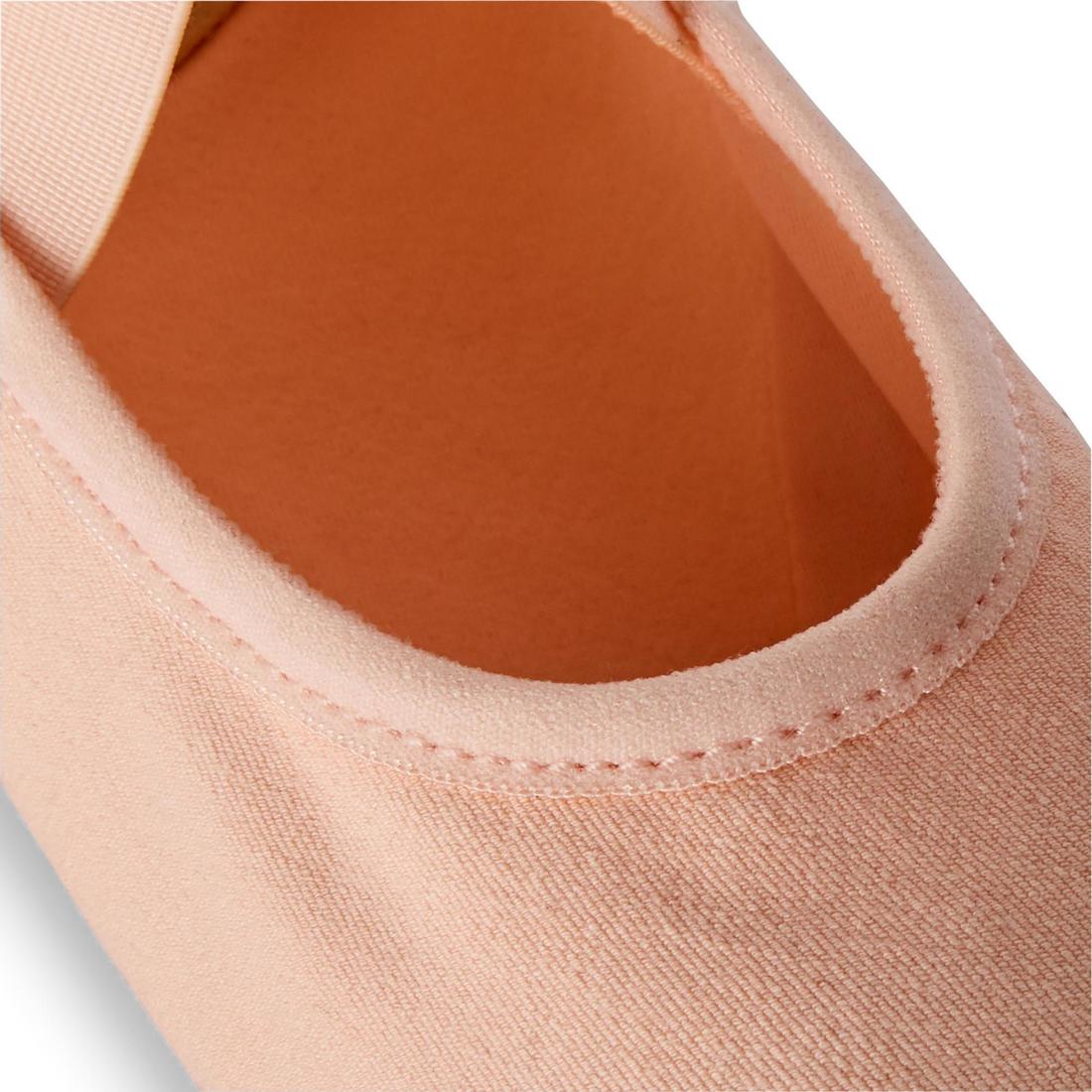 Demi-pointes danse classique bi-semelles en toile stretch saumon tailles 41-42