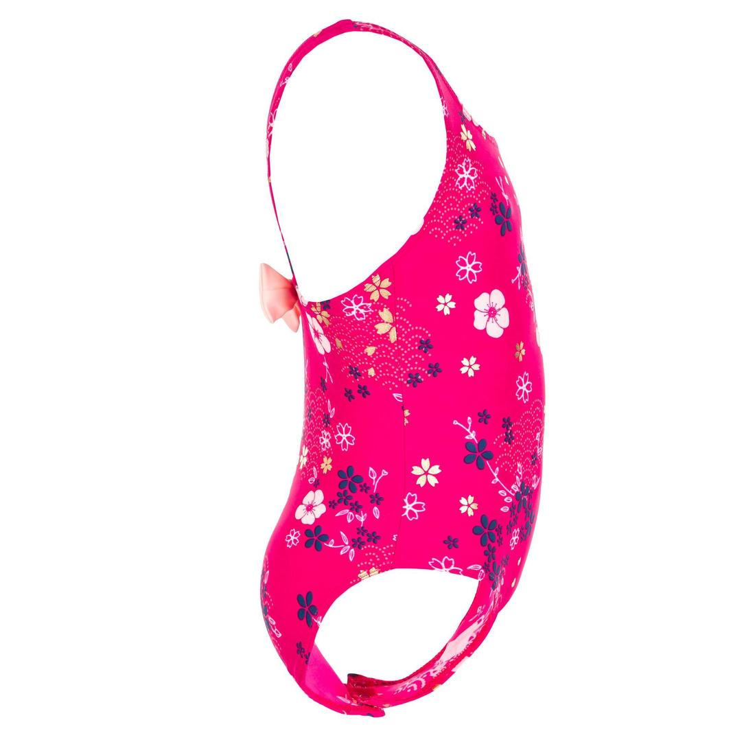 Maillot de bain 1 pièce bébé fille rose imprimé fleurs