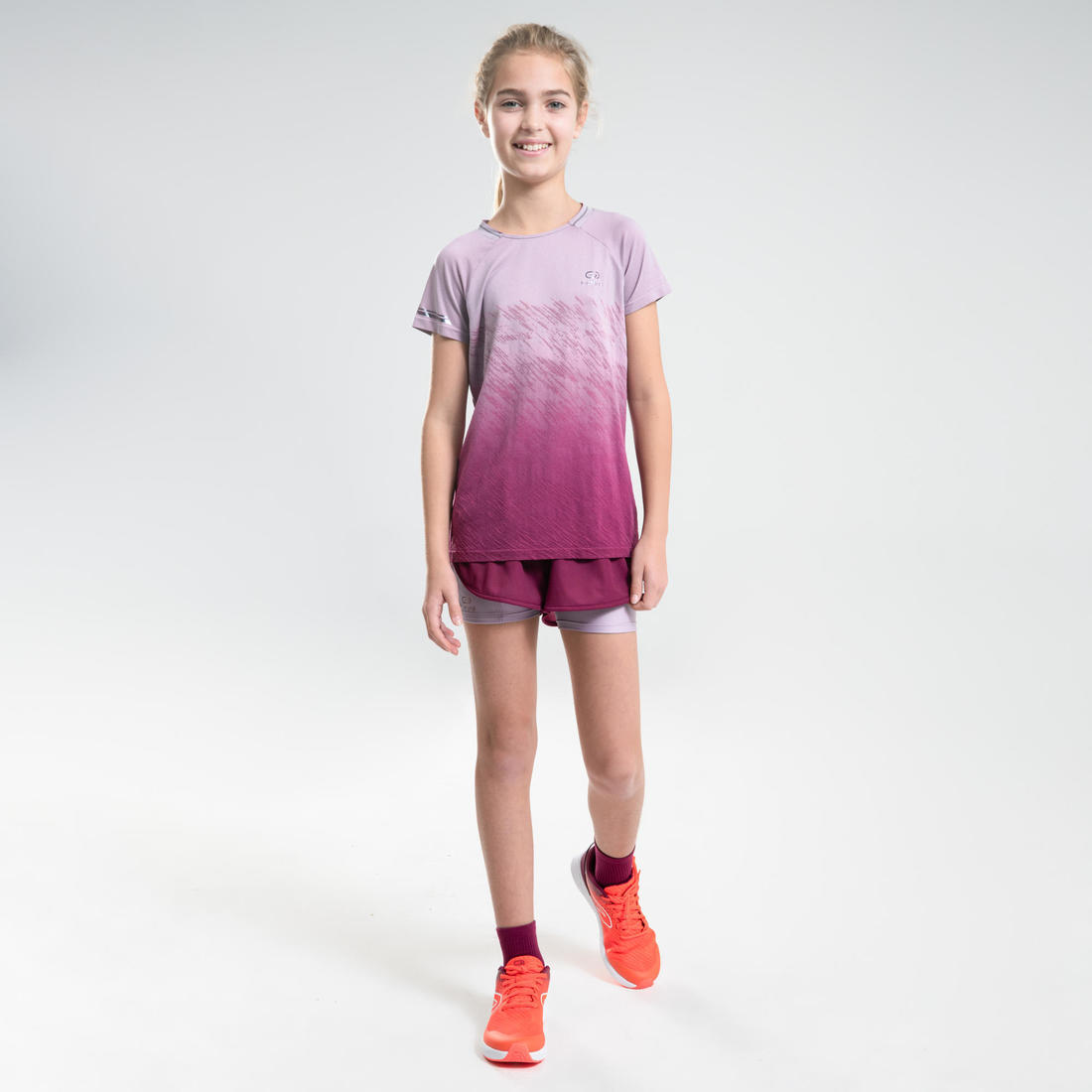 Tee-shirt manches courtes fille running et athlétisme KIPRUN care turquoise