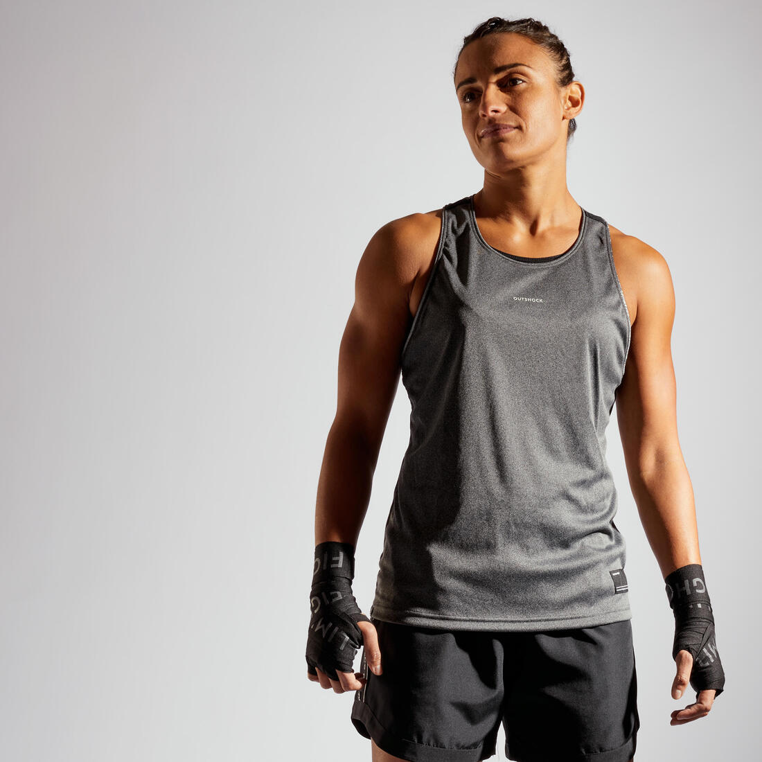 DÉBARDEUR DE BOXE FEMME 500 GRIS