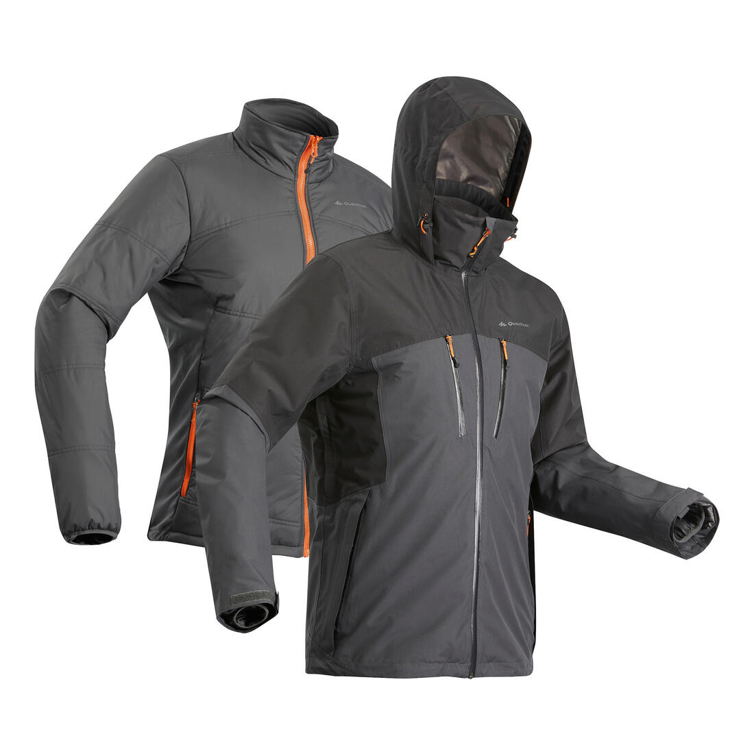 Veste 3en1 imperméable de trek voyage - TRAVEL 500 -10°C noire - homme