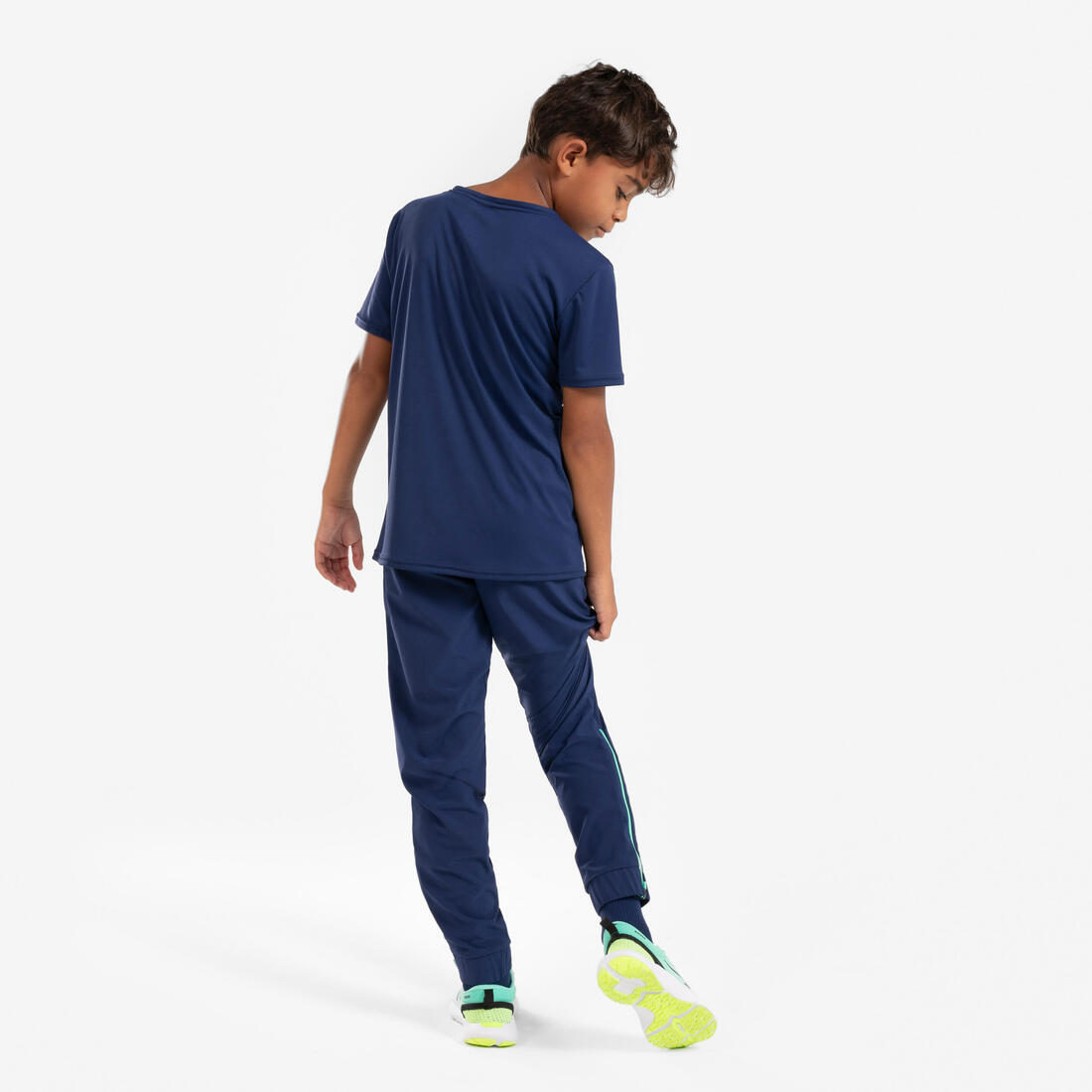 Pantalon de running avec zip Enfant - KIPRUN DRY+ marine vert