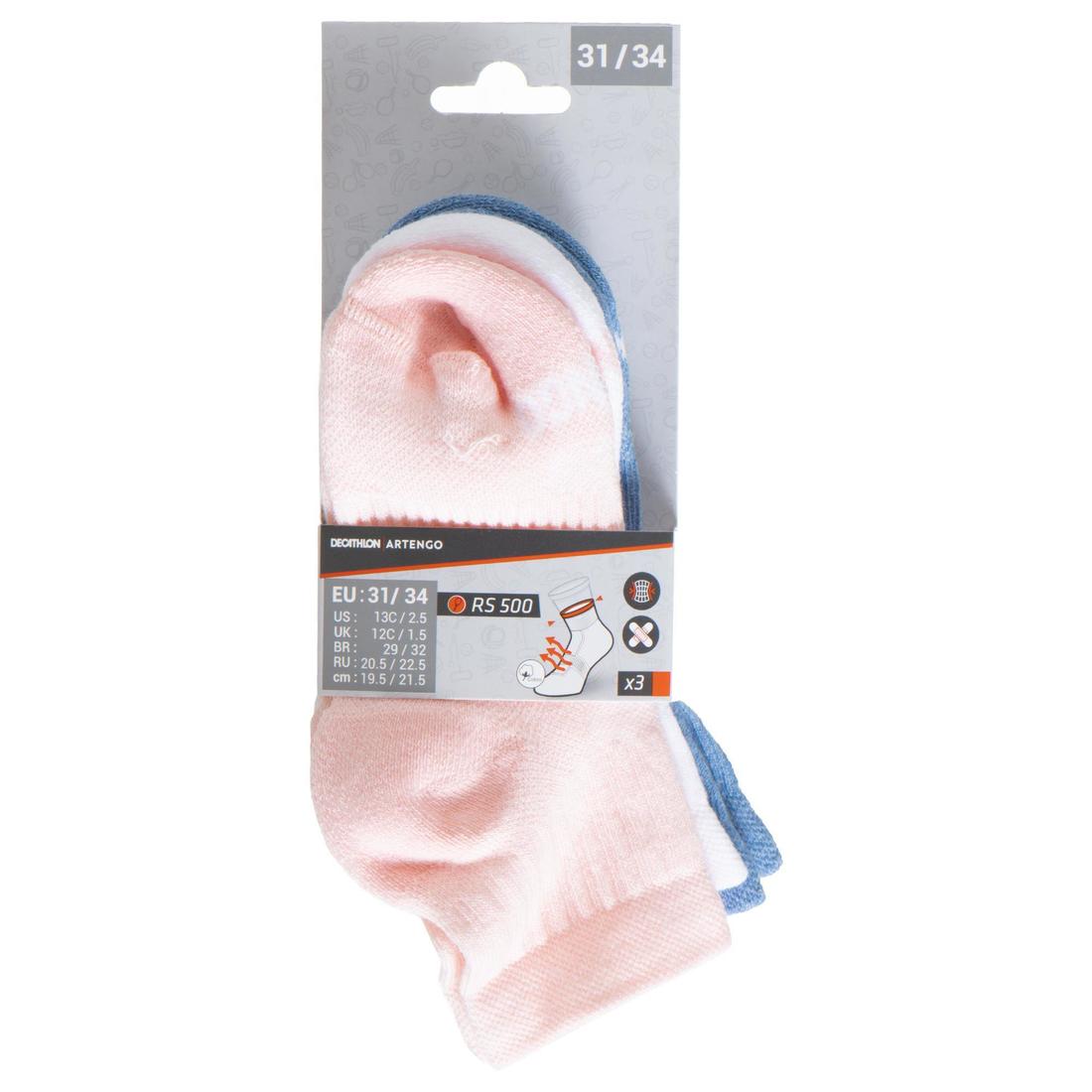 CHAUSSETTES DE SPORT ENFANT MI-HAUTES ARTENGO RS 500 LOT DE 3