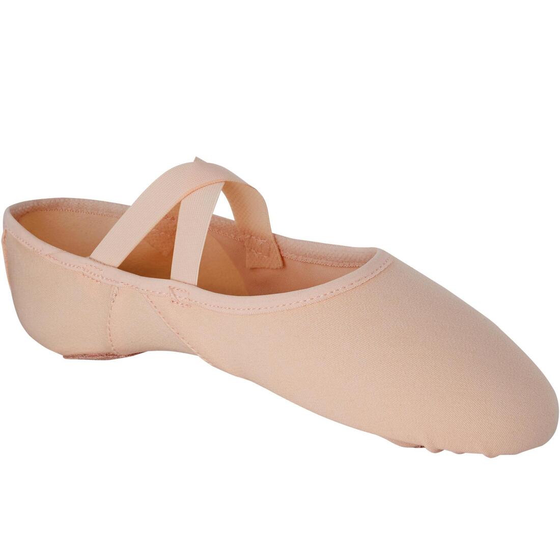 Demi-pointes danse classique bi-semelles en toile stretch saumon tailles 41-42