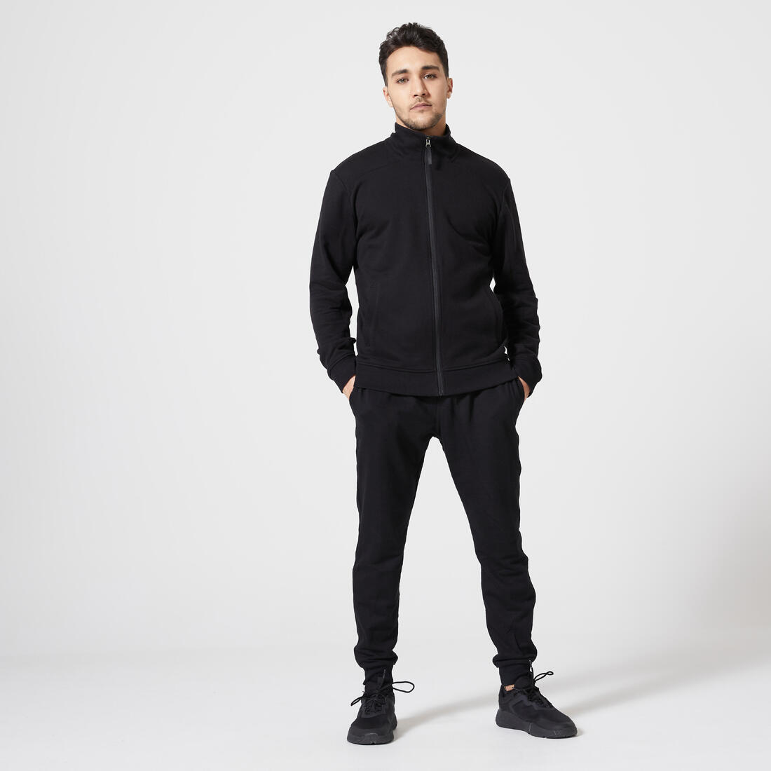 Sweat zippé crew Fitness homme - 500 Noir