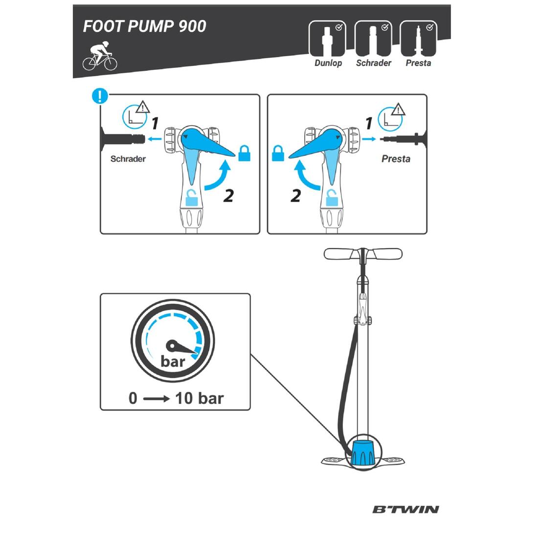 POMPE A PIED VELO 900 NOIRE