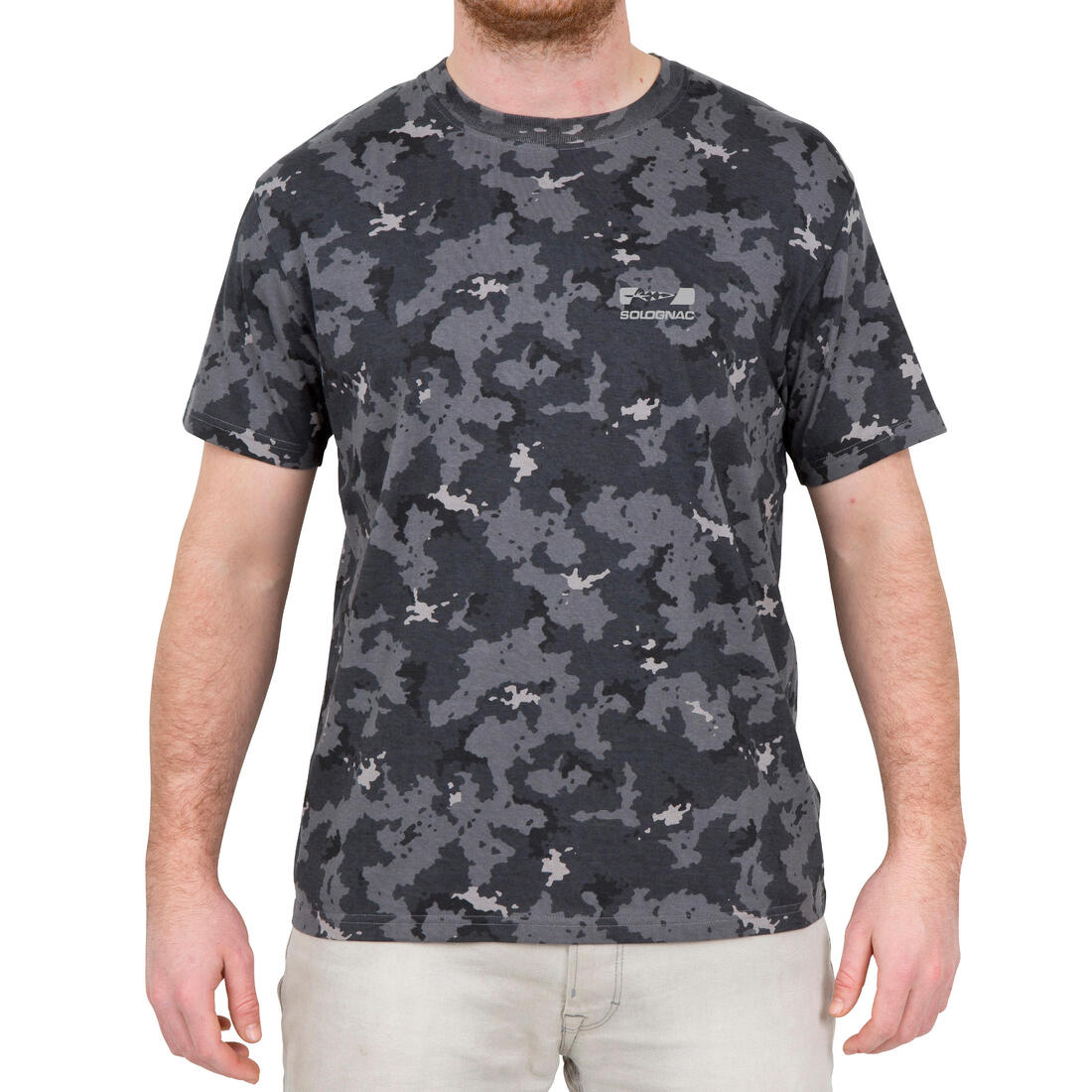 T-shirt manches courtes chasse 100 camouflage woodland