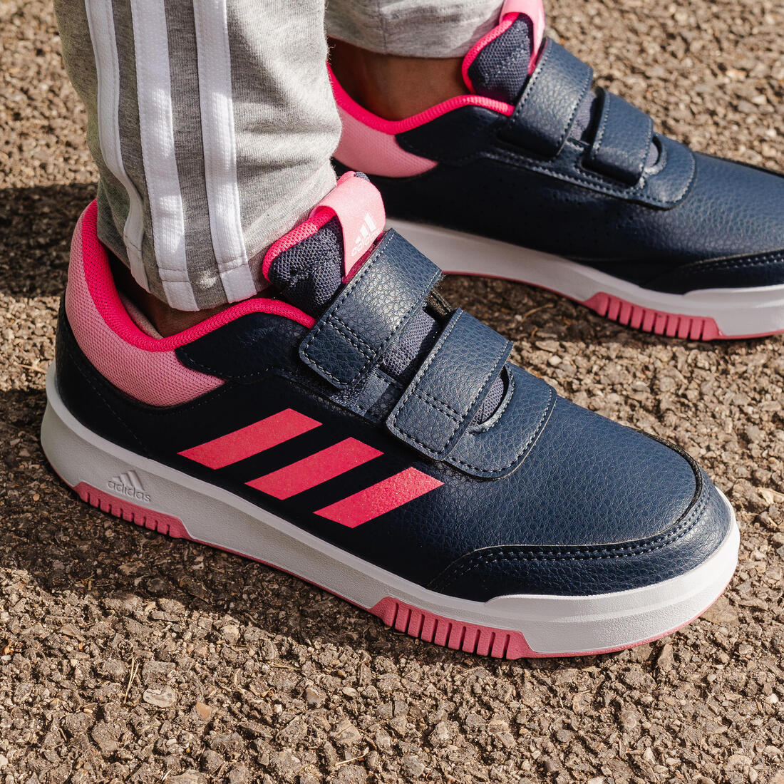 Baskets à scratch enfant - ADIDAS TENSAUR bleu/rose