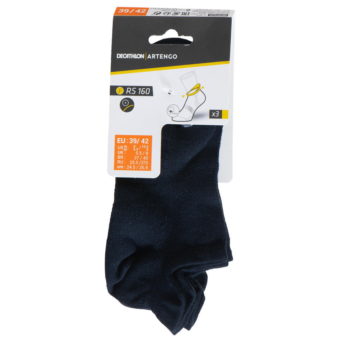 CHAUSSETTES DE SPORT BASSES ARTENGO RS 160 LOT DE 3