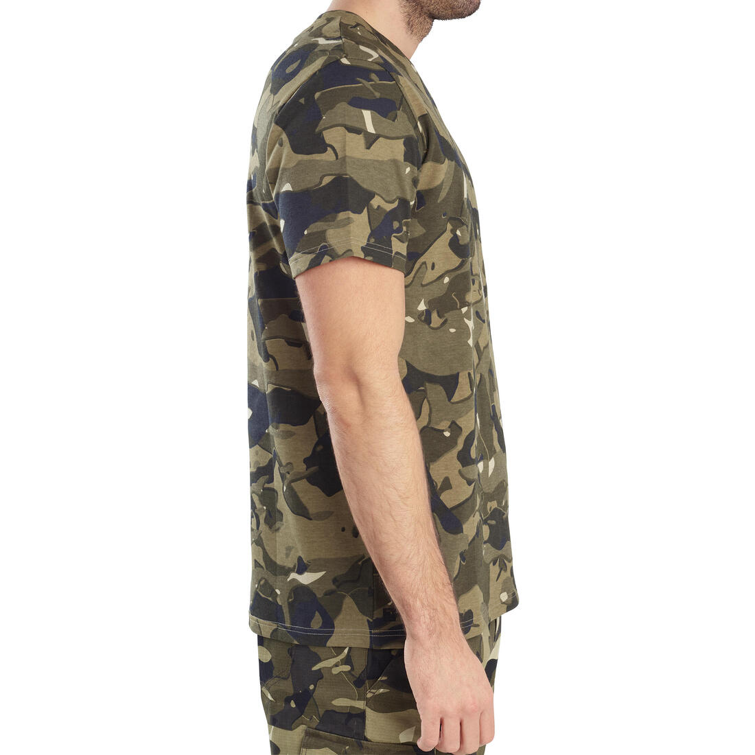 T-shirt manches courtes chasse 100 camouflage woodland