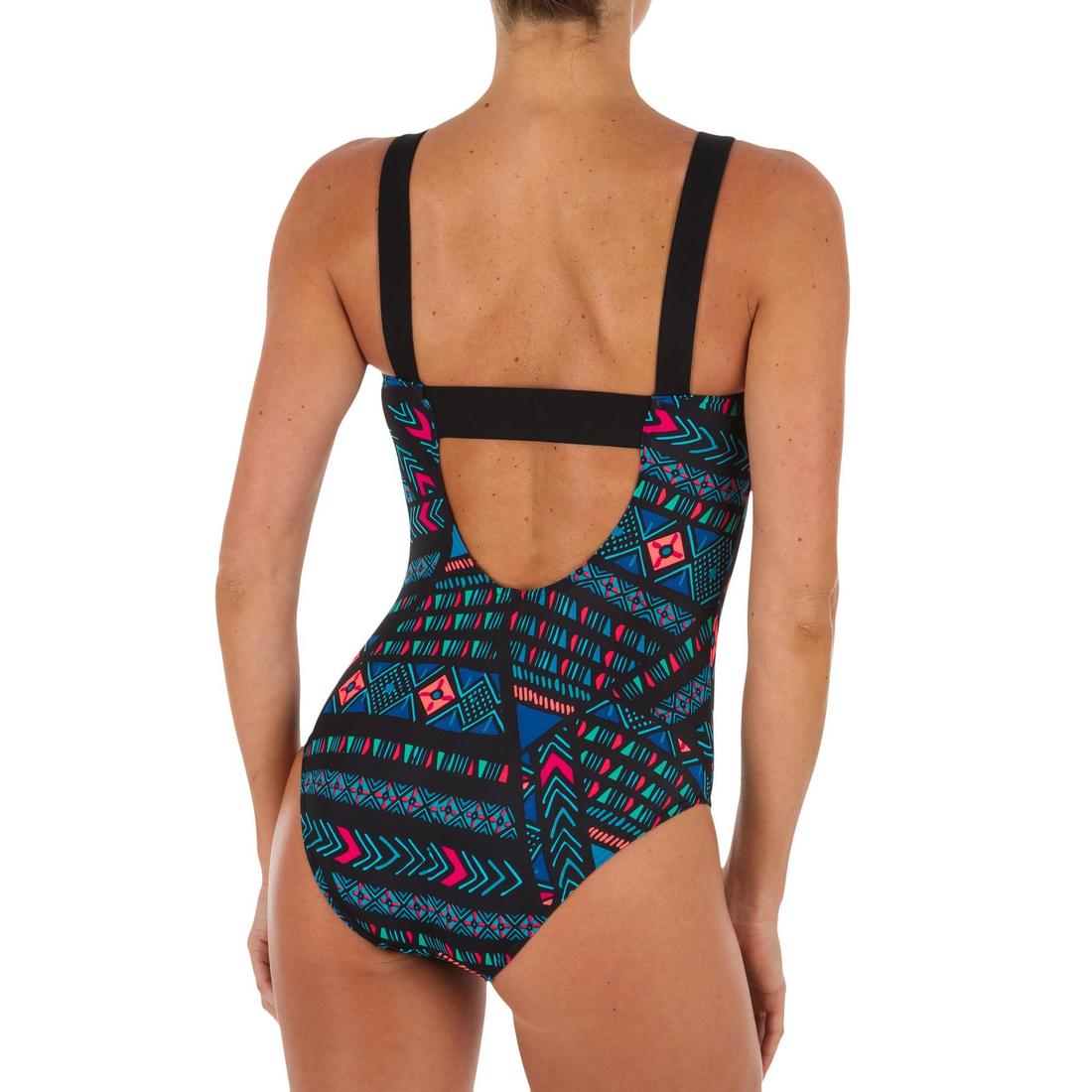 Maillot de bain de natation femme 1 pièce Taïs Ethn noir