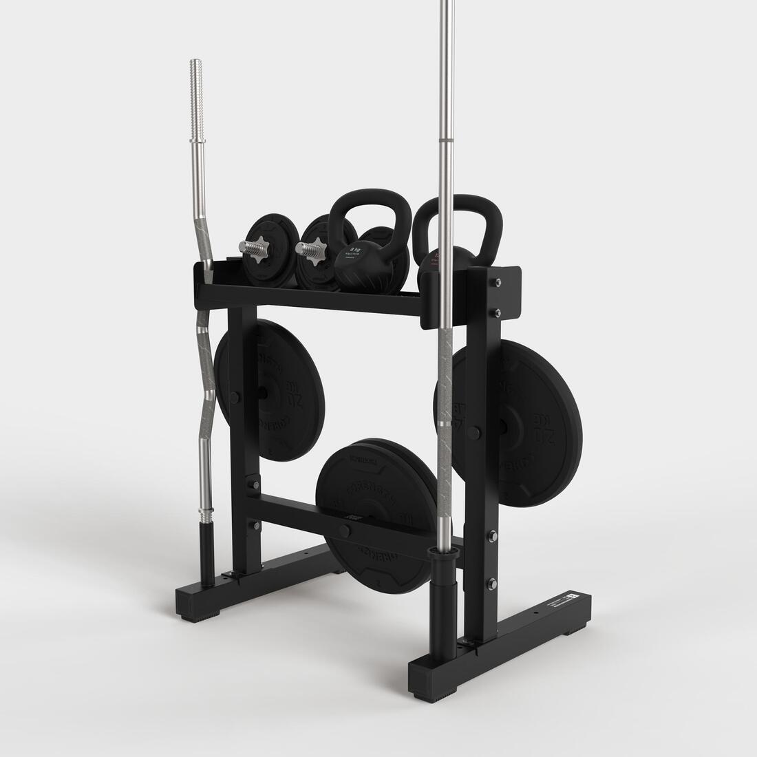 Rack de stockage musculation barres et poids