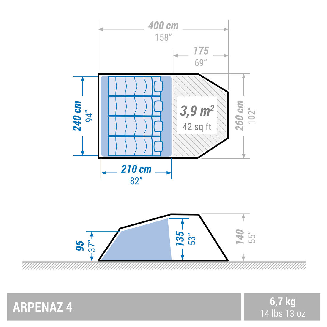 Tente de camping - MH100 XXL - 4 places