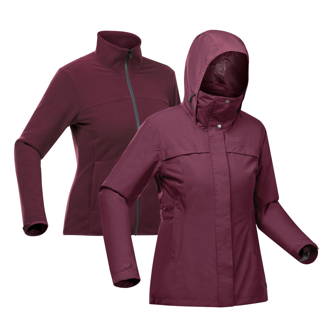 Veste 3en1 imperméable de trek voyage - Travel 100  0° - Femme