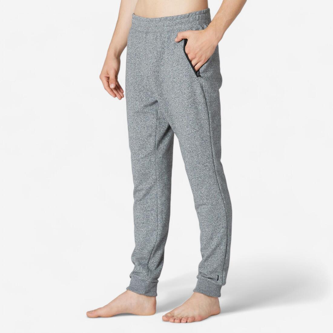 Pantalon jogging  Fitness Slim Poches Zippées Gris Foncé