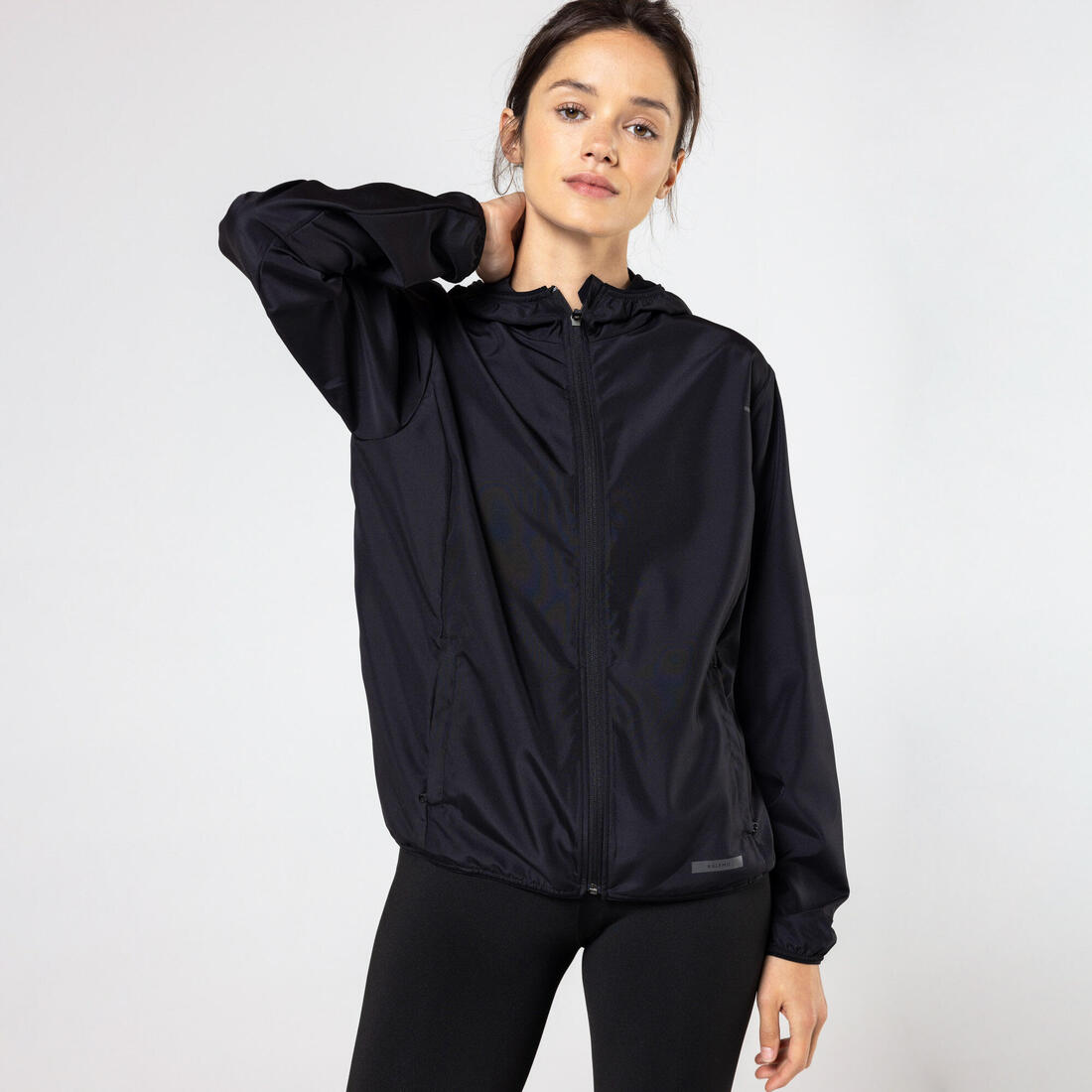 Veste coupe-vent de running Femme - KIPRUN Run 100 Wind Noire