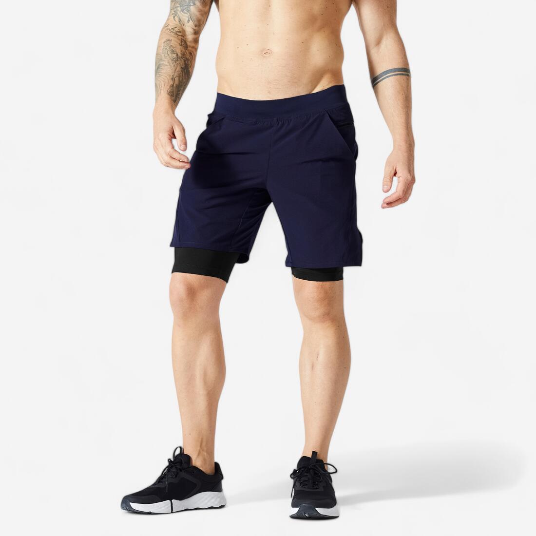 Short de fitness 2 en 1 collection respirant poche zippée homme