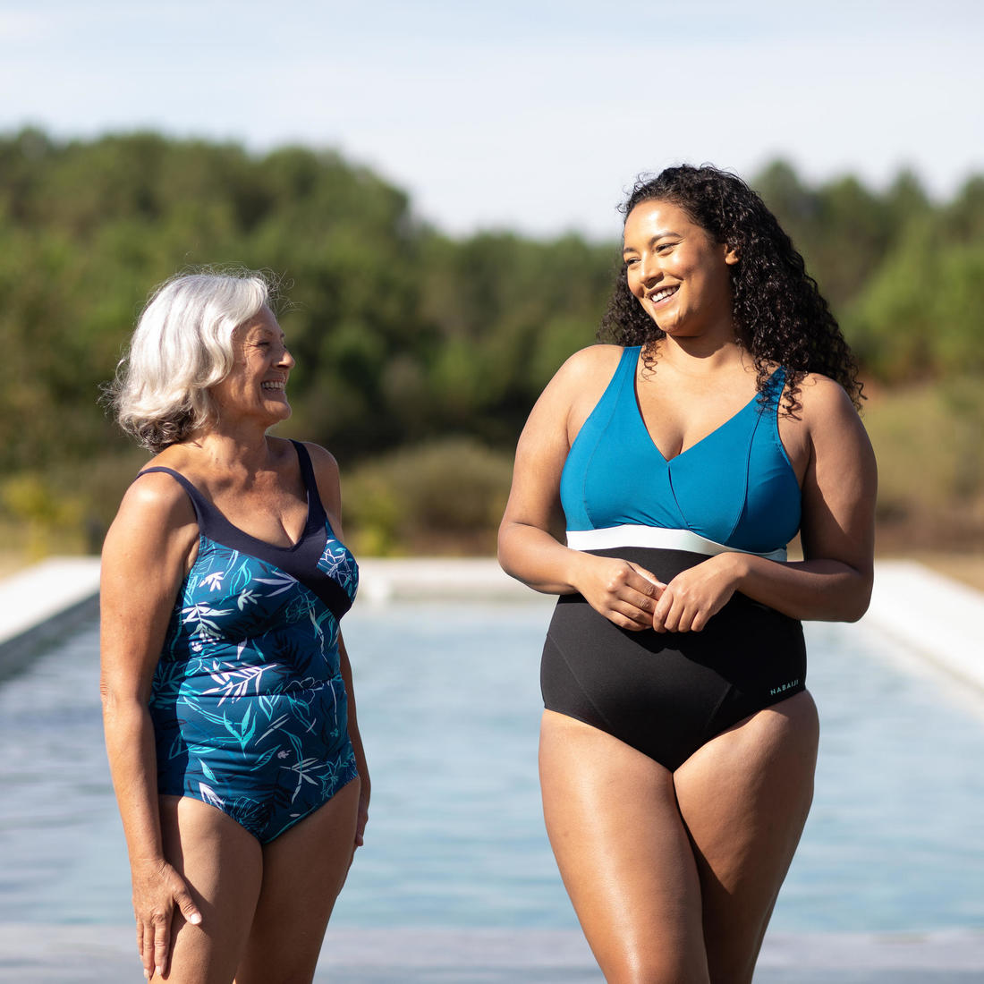 Maillot de bain 1 pièce Aquagym femme Mia Dot bleu Bonnet D/E