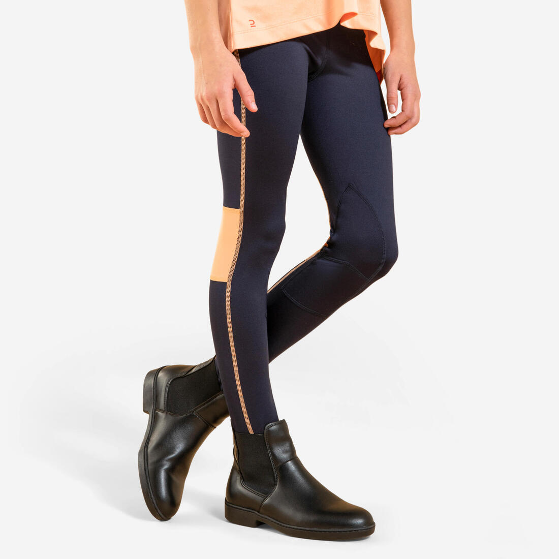 Kids' Horse Riding Light Legging 100 - Petrol Blue/Navy Blue