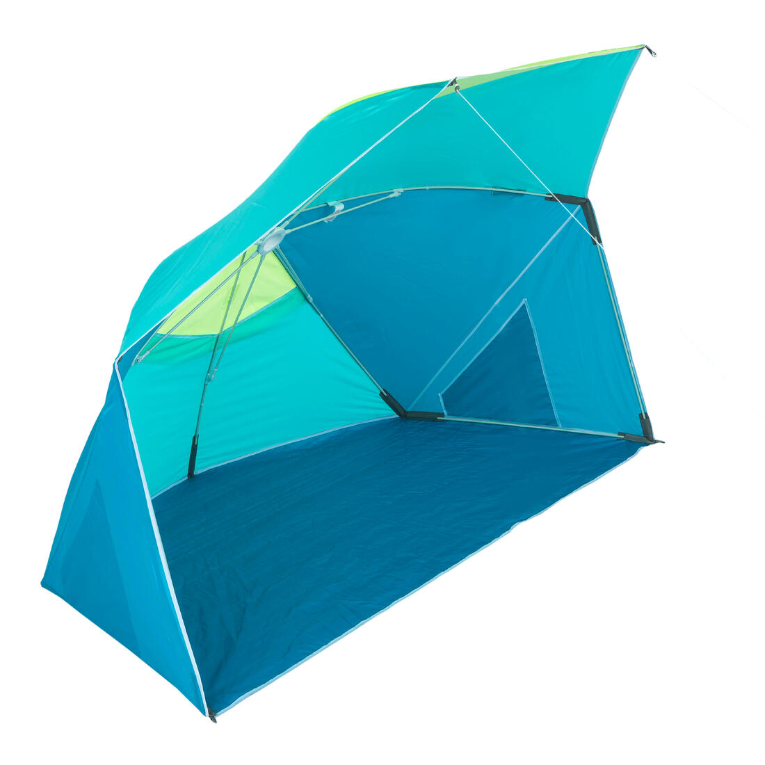 Parasol Abri plage solaire Iwiko 180 bleu jaune UPF50+ 3 places