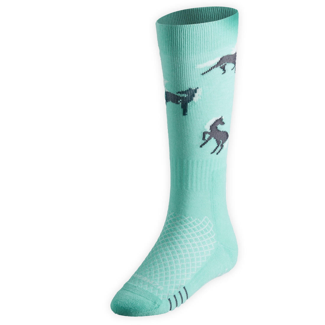 Chaussettes d'équitation enfant sks 500 motifs poneys marine et rose. lot de 2