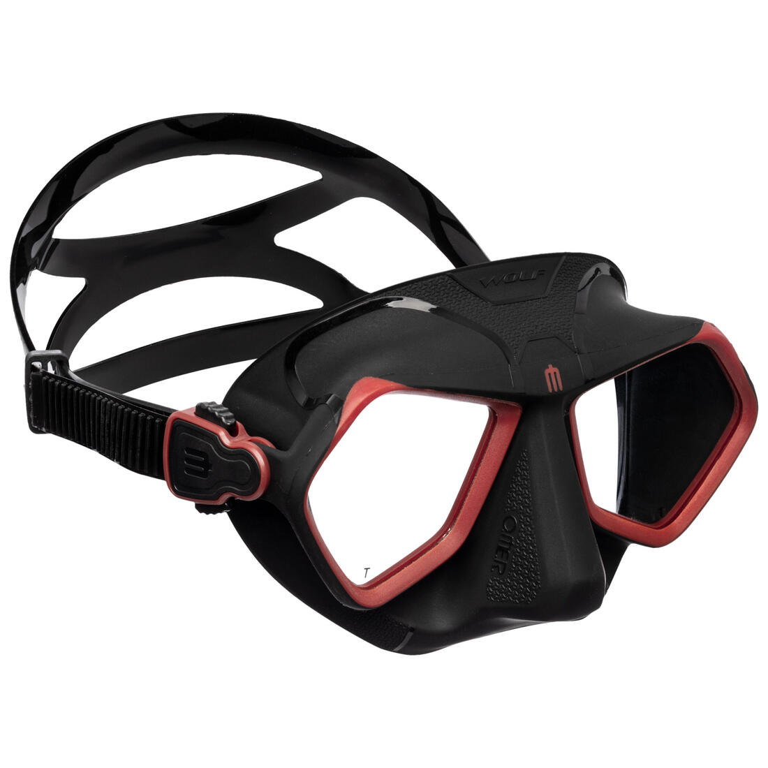 MASQUE DE CHASSE SOUS MARINE ET APNEE WOLF NOIR/ROUGE