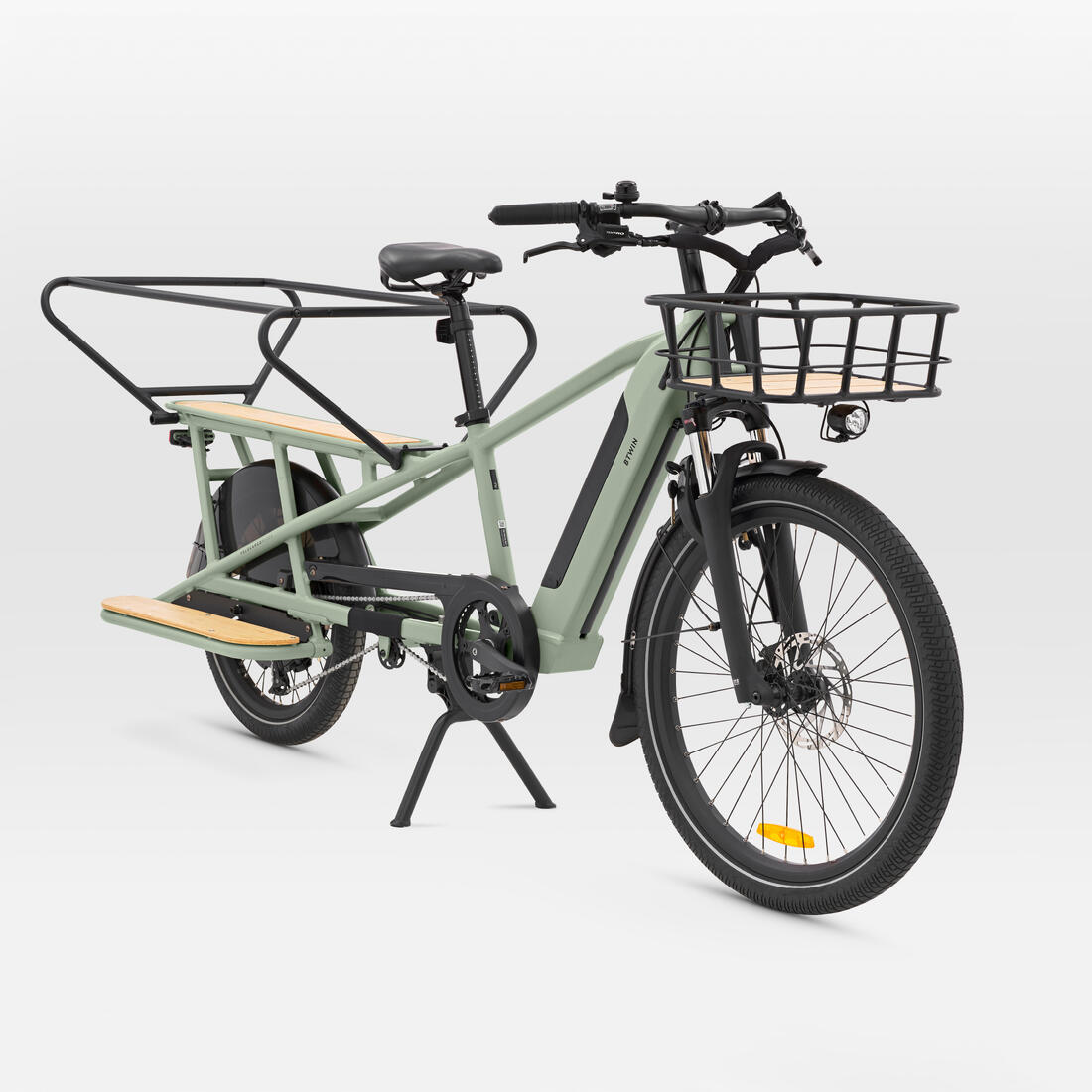 Vélo cargo électrique longtail chargement arrière R500E vert clair