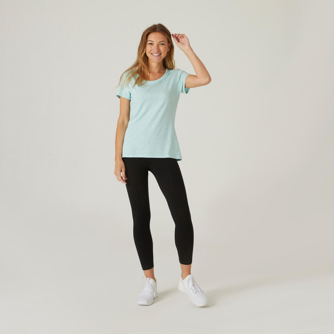 T-Shirt manches courtes régular Gym & Pilates femme bleu chiné