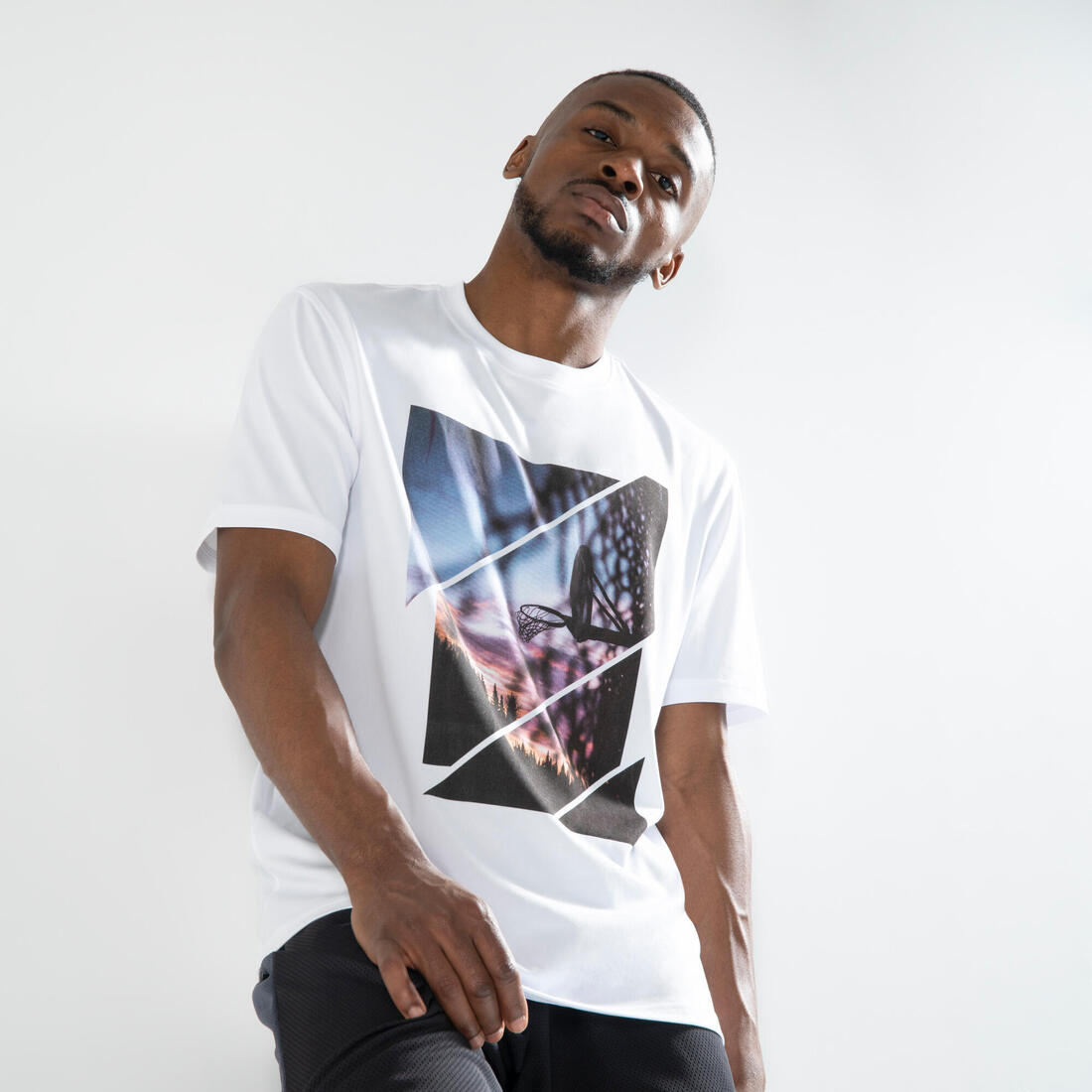 T-SHIRT / MAILLOT DE BASKETBALL HOMME TS500 BLANC 6 PHOTOS