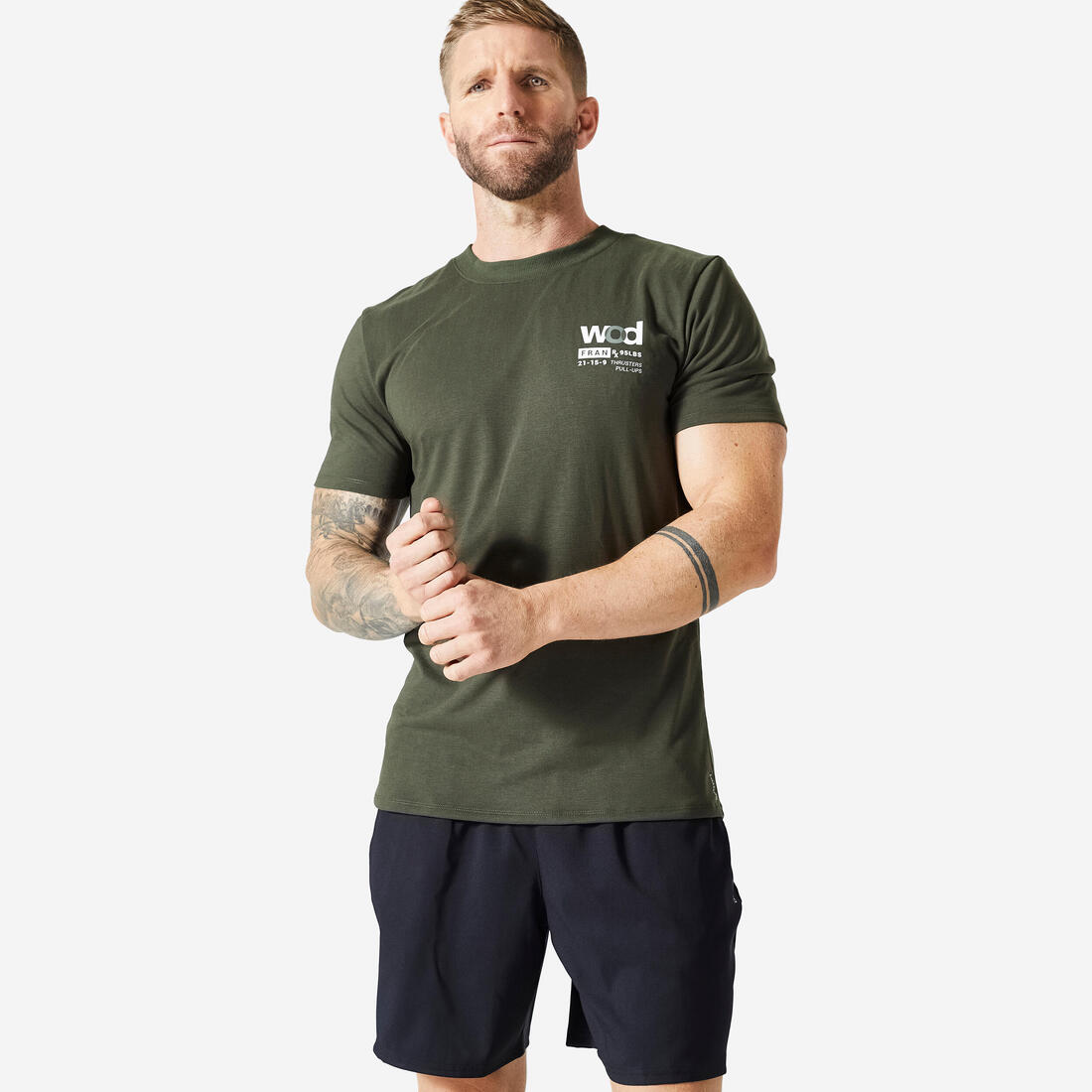 T-shirt de cross training respirant slim doux col rond homme