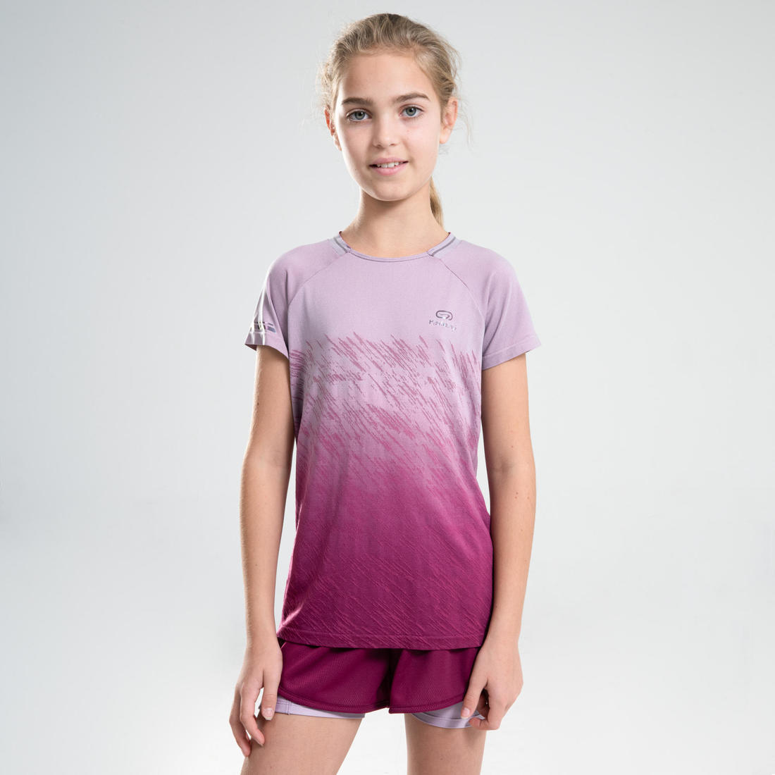 Tee-shirt manches courtes fille running et athlétisme KIPRUN care turquoise