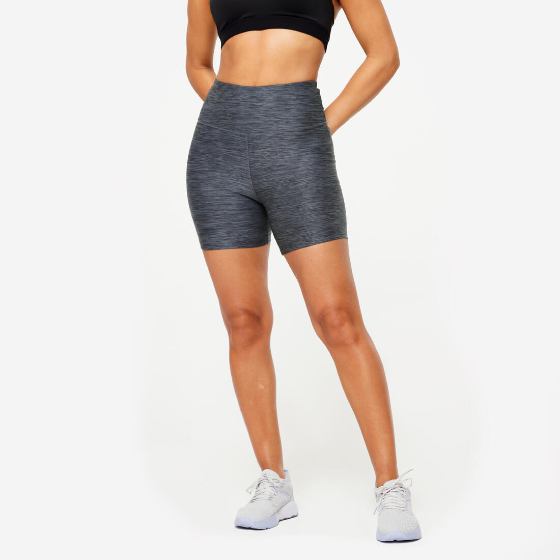 Short court moulant cardio training femme Gris chiné