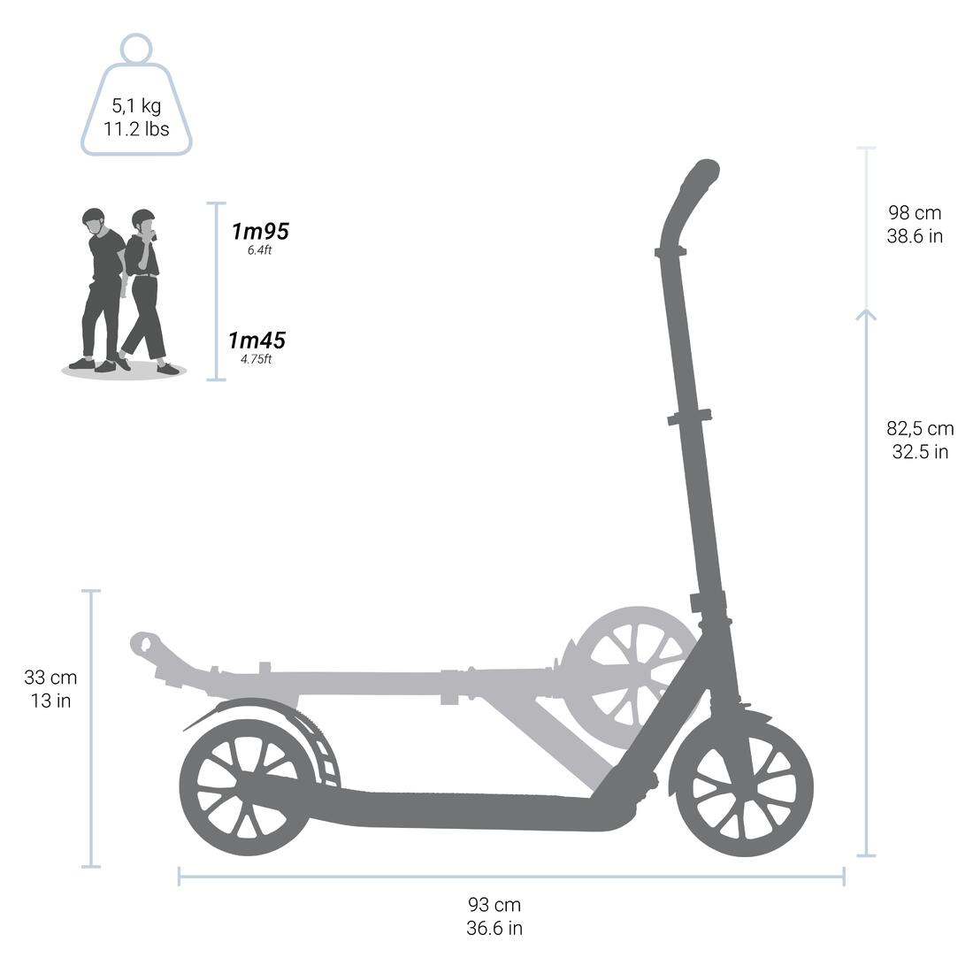 TROTTINETTE ADULTE TOWN 5 XL GRISE